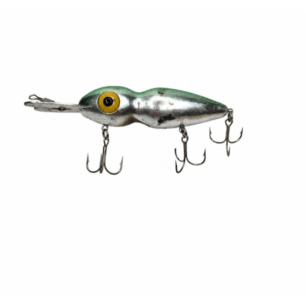 Vintage Rabble Rouser Di-Dapper Rattle Model Fishing Lure Green Silver w/ Box